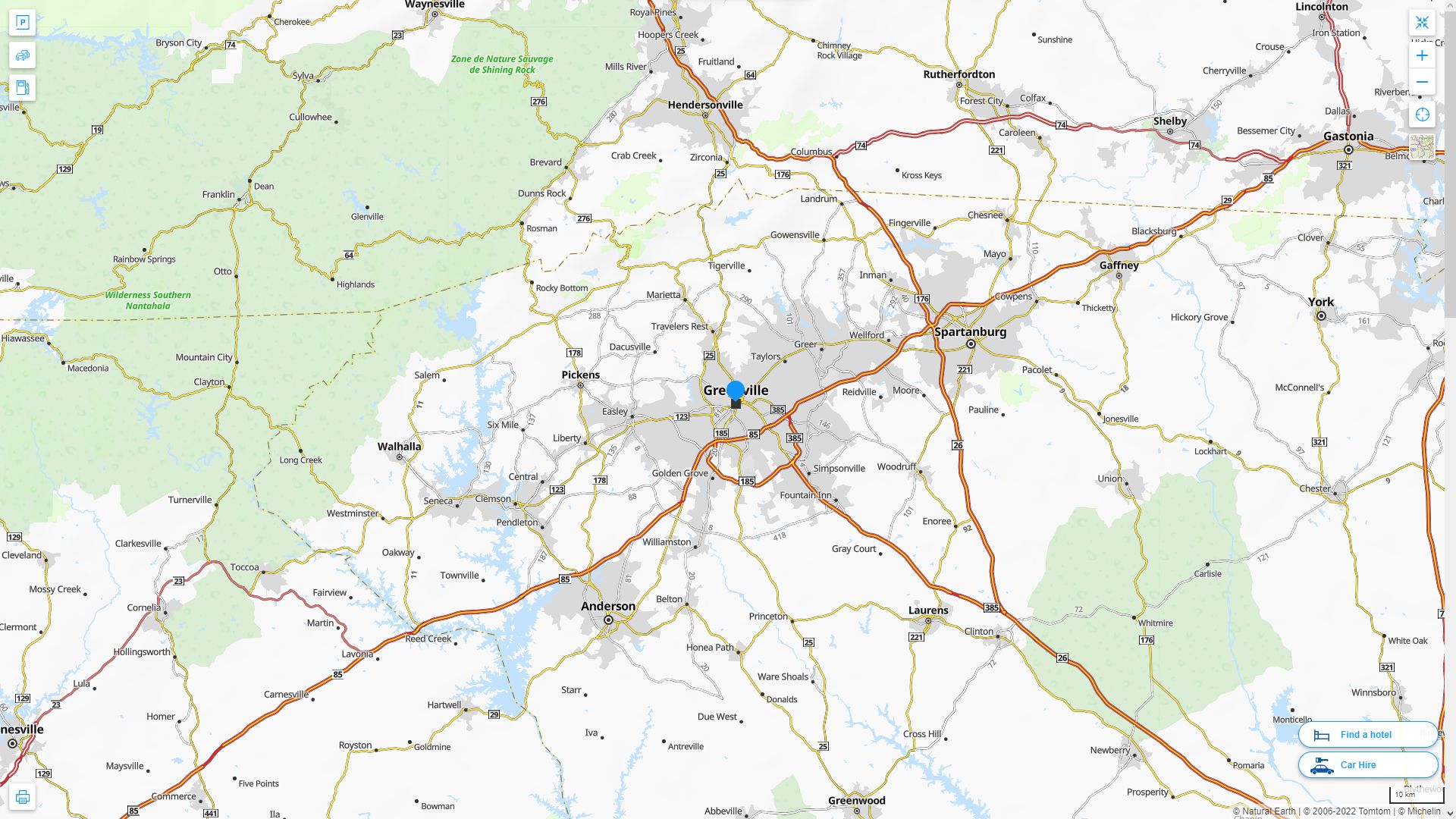 Greenville South Carolina Highway and Road Map